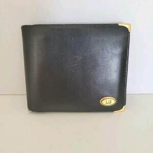 Dunhill Designer Mens Wallet Black Bifold Leather Folding Medium Logo Vintage